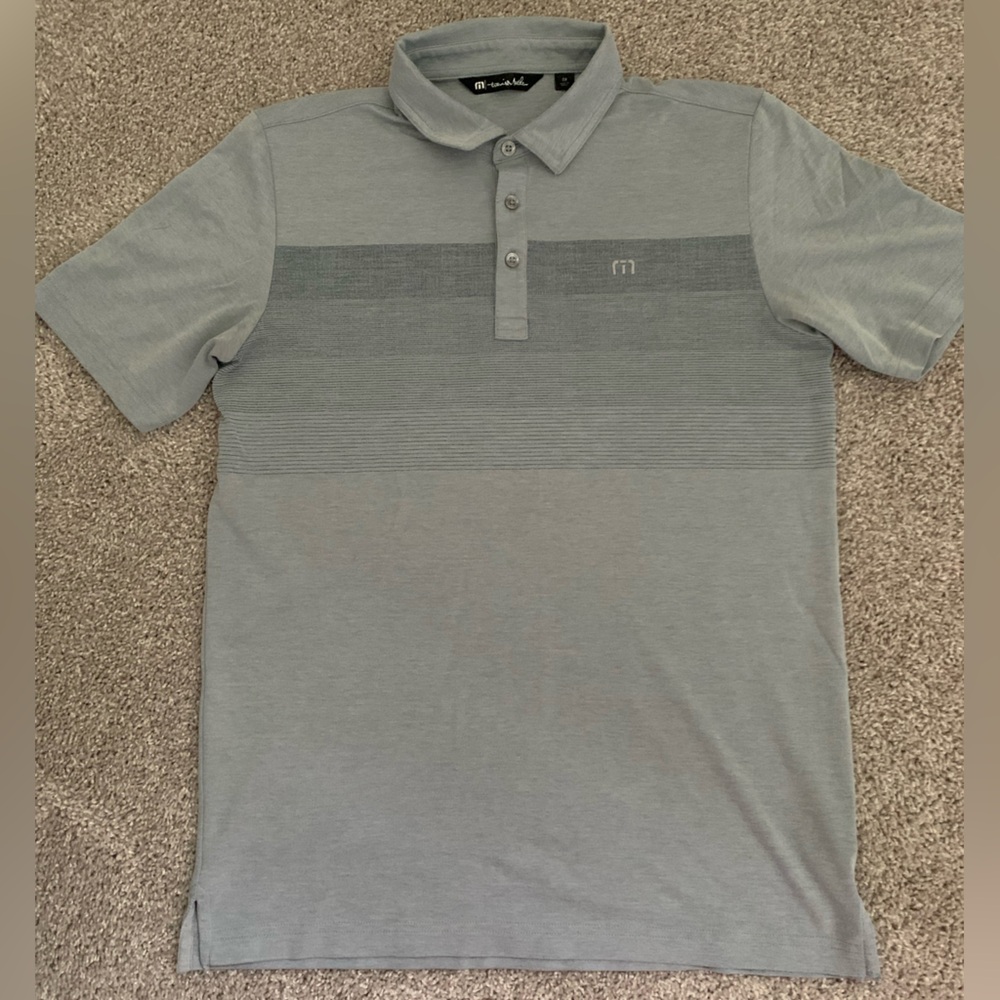 Travis Mathew Gray Polo Shirt with Subtle Stripes
